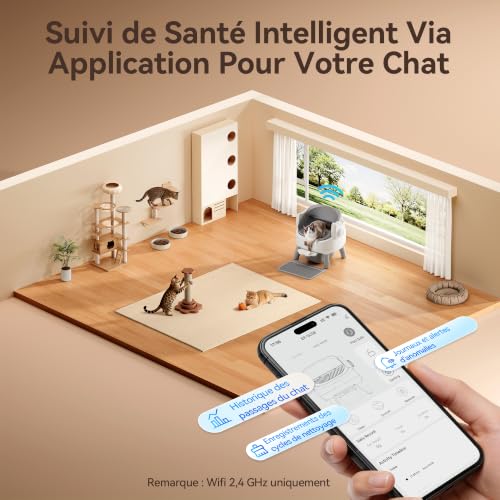 Thereye Self-Cleaning Automatic Cat Litter, 10 L, 11 Anti-Pinch Sensors, WiFi 2.4GHz App, Triple Anti-Odour, Access On, Silent <35dB