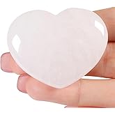 MAIBAOTA 45 mm Clear Quartz Crystal Stones Heart Love Crystal Valentines Gifts for Herfriend Wife Palm Stone Reiki Crystal Gemstone Worry Stones for Anxiety
