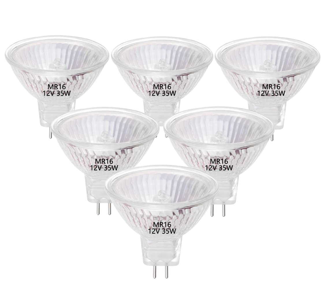 VINBE MR16 Halogen Light Bulbs, 35W 12V MR16 GU5.3 Halogen Spot Bulbs Lamp, Warm White,Pack of 6
