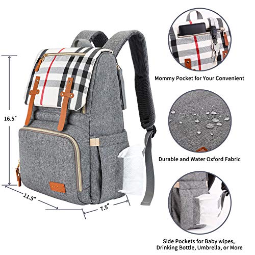 ESPIDOO Baby Diaper Bag Backpack, Large Waterproof Nappy Changing Bag for Travel