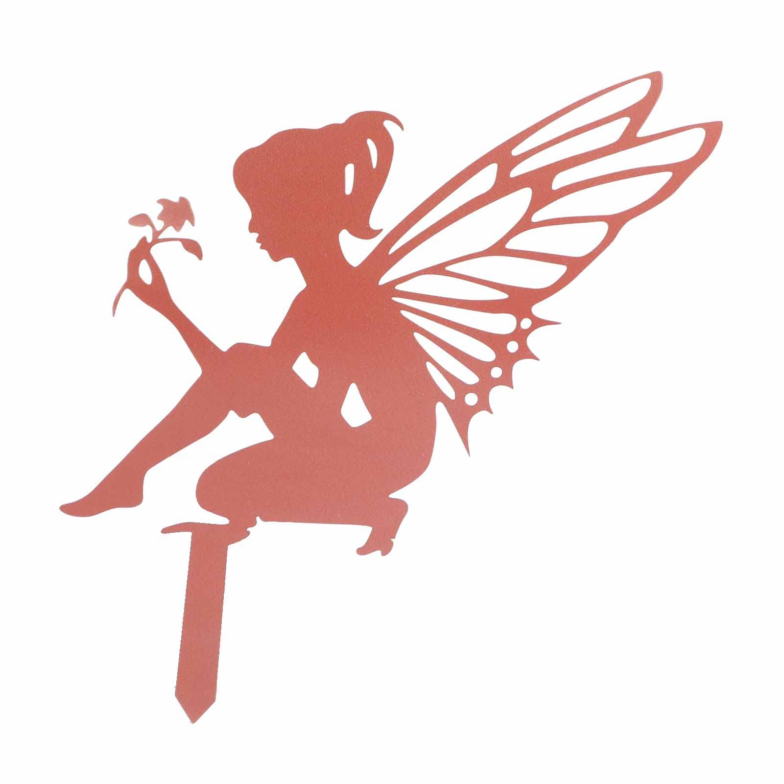 Decorative Garden Stakes Metal Fairy Silhouette Stick Ornaments Metal Yard Stakes Arts Indoor Outdoor Spring Garden Decor Iron Material Weatherproof (b)