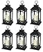 BANBERRY DESIGNS Black Plastic Decorative Lantern LED Pillar Candle with 5 Hour Timer Roof and Hanging Ring - 13