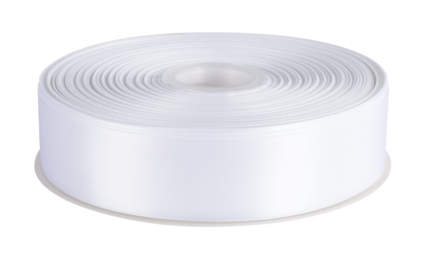 Double Faced Satin Ribbon, 38mm X 91M, Solid Polyester Ribbon for Gift Wrapping, Crafts, Wedding Party Ceremony Decoration, Floral Arrangement, Sewing (White)