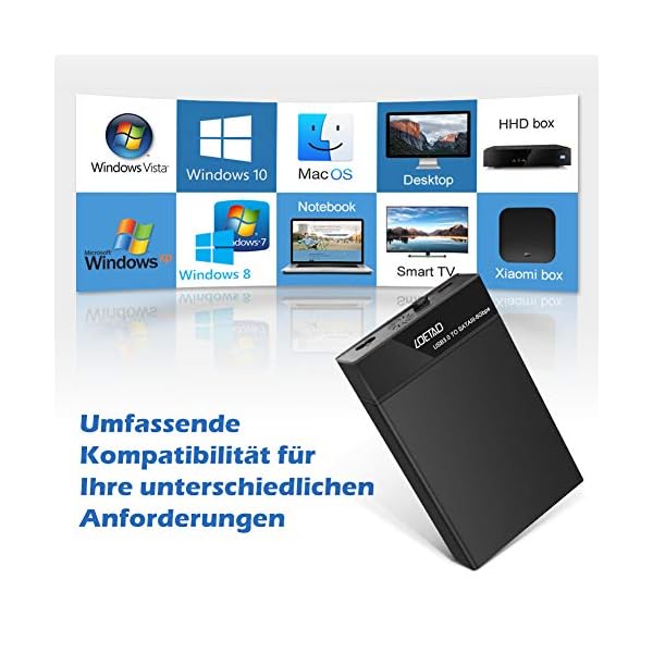 LOETAD Festplattengehäuse 3,5/2,5 Zoll USB 3.0 für SATA I/II/III SSD und HDD mit USB 3.0 Kabel und Netzteil – Bild 5