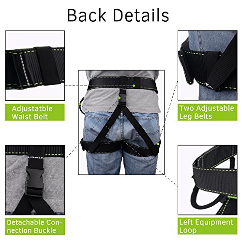 Brightfour Climbing Harness, Half Body Beginner Harness, Safety Belt Harness for Mountaineering Fire Rescuing Rock Climbing Tree Climbing Roof Working by - Thumbnail 3