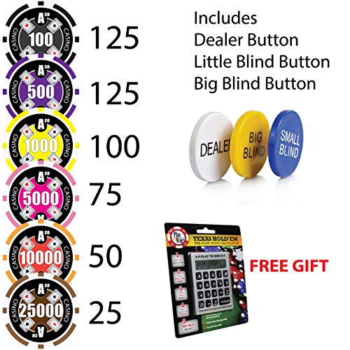 Poker-Chip-Set-500-4-Ace-Casino-14-Gram-Super-Heavy-Chips-with-Silver-Aluminum-case-High-Limit-Tournament-Set-with-Free-Texas-Holdem-Calculator