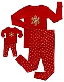 Leveret Girls Matching Doll & Kid Snowflake 2 Piece Pajama Christmas 100% Cotton (2-10 Years)