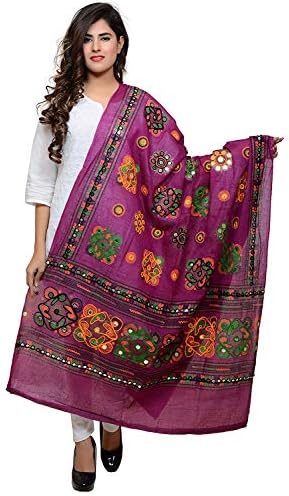 Banjara India Women's Cotton Embroidered Kutchi Dupatta Chakachak