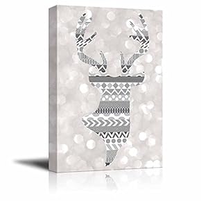 Silver Deer Silhouette with zentagle Patterns on a...