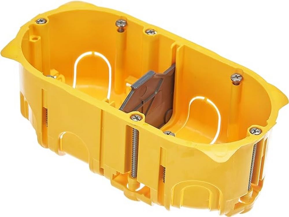 Legrand Double Flush-Mounted Box/Cavity Wall Box, 2-Position, 2-Pole, Yellow, Plastic, Screw Mount, Terminal Block