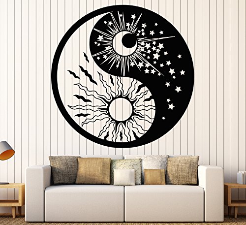 Wall Decal Yin Yan Symbol Sun Moon Buddhism Stars Day