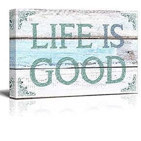 Canvas Wall Art - Life is Good on Rustic Wood Background | Modern Giclee Print Gallery Wrap Home Art Ready to Hang - 12x18 inches
