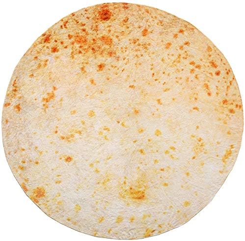 CASOFU Burritos Tortilla Blanket, Food Flour Tortilla Throw Blankets, Soft and Comfortable Giant Round Beach Blanket for Adults. (Burrito-F, 71 inches)