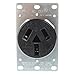 Leviton 5206 50 Amp, 125/250 Volt, NEMA 10-50R, 3P, 3W, Flush Mounting Receptacle, Straight Blade, Industrial Grade, Non-Grounding, Side Wired, Steel Strap, Black