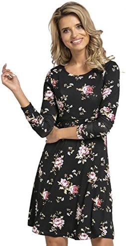 Happy Mama. Womens Maternity Nursing Layered Skater Dress. Long Sleeves. 128p
