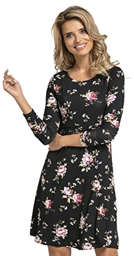 Happy Mama. Womens Maternity Nursing Layered Skater Dress. Long Sleeves. 128p