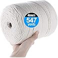 VENROII Macrame Cord, 4mm x 547Yards, 100% Natural Cotton, 4 Strand Twisted Soft Cord for Crafting, Decorations and DIY Projects