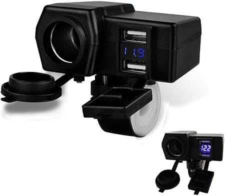 Amazon Tk Service 19 オートバイ Dc 12v シガーライター ソケットチャージャー Usb充電器 電圧表示 防水 バイク用 電源プラグ Usb2ポート 急速充電 5v 2 1a 1a バイク用シガーソケット 車 バイク