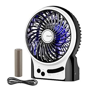 Battery-Fan-EasyAcc-Rechargeable-Fan-Portable-Handheld-Personal-Mini-USB-fan-with-2600mA-Battery3-Speeds-Internal-and-Side-LightCooling-for-TravelingFishingCamping-Black EasyAcc Battery Fan, Rechargeable Desk Fan Portable Handheld Personal Mini USB fan Battery, 3 Speeds Internal and Side…