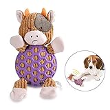 Petacc Pet Squeaky Toys Bite Resistant Toy Tooth Cleaning Toy Dog Toys Adorable Animal Collection, Cow Pattern