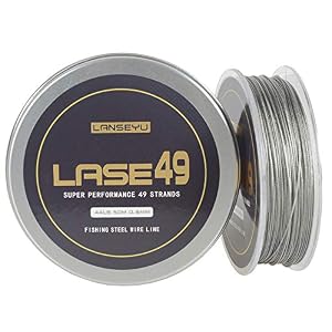 Lanseyu Fil De Pêche En Acier Inoxydable 7 X 7 Brins 0,6 Mm 50 M 20 Kg