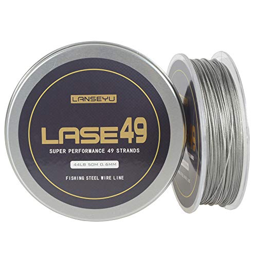 LANSEYU Fil de pêche en acier inoxydable 7 x 7 brins 0,6 mm 50 m 20 kg