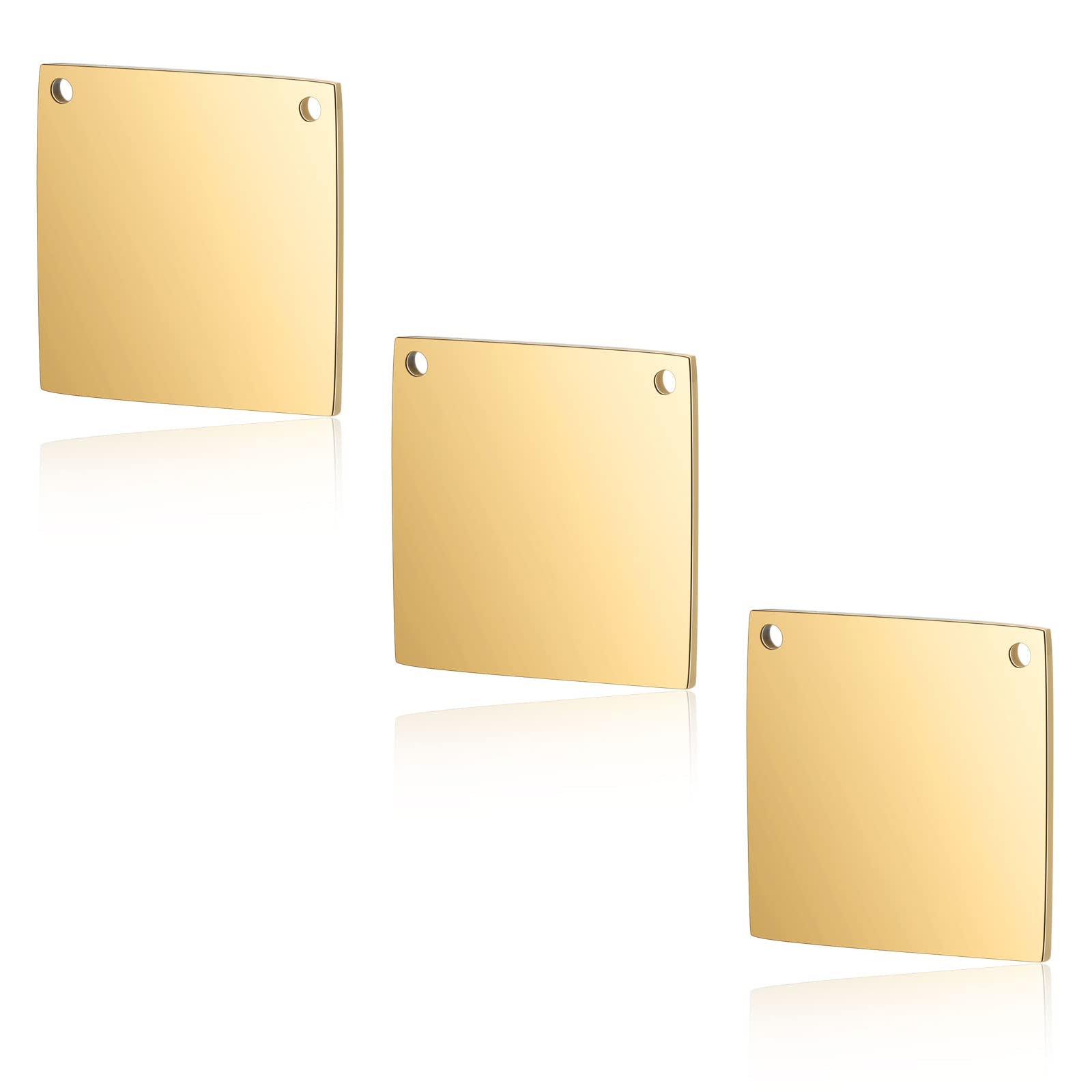 DICOSMETIC 5pcs 10mm Golden Square Stamping Pendant Stainless Steel Engraving Pendant Blanks Geometric Metal Charms for Bracelet Necklace Earrings