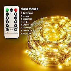 LIGHTNUM Battery Rope Lights 40Ft 120 LED Rope