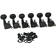 Wilkinson Mini Oval Button 6 Inline Black E-Z-LOK Post Guitar Tuners EZ Post Guitar Tuning Keys Pegs Machine Heads