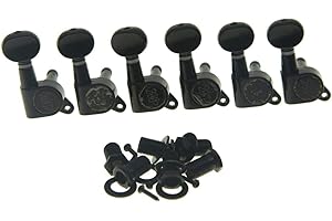 Wilkinson Mini Oval Button 6 Inline Black E-Z-LOK Post Guitar Tuners EZ Post Guitar Tuning Keys Pegs Machine Heads