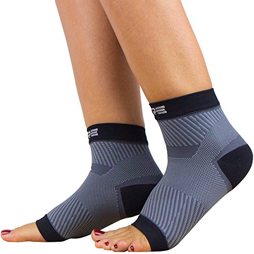 Ultimate Plantar Fasciitis Compression Sleeves (pair) - Relieve Plantar Fasciitis Pain, Arch Support - Lightweight Brace, Foot Sleeve, Open Toe (S/M, Black/Grey) (Best Cleats For Plantar Fasciitis)