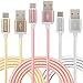 USB Type C Cable ESEEKGO 3 Pack Cable Braided Dirtproof Data Sync Charging Cable Compatible for Galaxy Note8 S8,S9,LG V20/G6 (2M/6.6FT Gold White Pink)