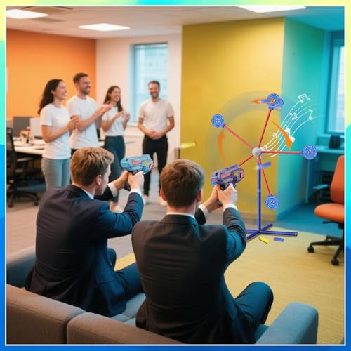 DX DA XIN Rotary Shooting Target Games for Children Includes 2 Pistols Toys 20 Foam Darts Outdoor Garden Toys Gifts for Boys 4 5 6 7 8 9 10 Years Old