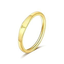 ZNBOH Gold Initial Rings for Women 14K Dainty Plain