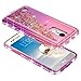 LG Risio 2 Case(M154 4G LTE), LG Rebel 2 Case(4G LTE), LG K4 2017 Case(L58VL) with [Tempered Glass Screen Protector], NageBee Quicksand Liquid Floating Glitter Flowing Bling Diamond Case -Pink/Purple