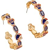 Colorful Football Dangle Drop Earrings Handmade Game Day Hoop Earrings for Women Sport Team Spirit Jewelry Game Day Outfits Accessories