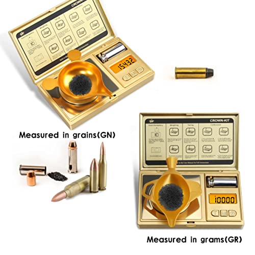 QP Digital Reloading Scale, 𝟲 𝗶𝗻 𝟭 CrownKit, 0.1gn × 1500 Grain High
