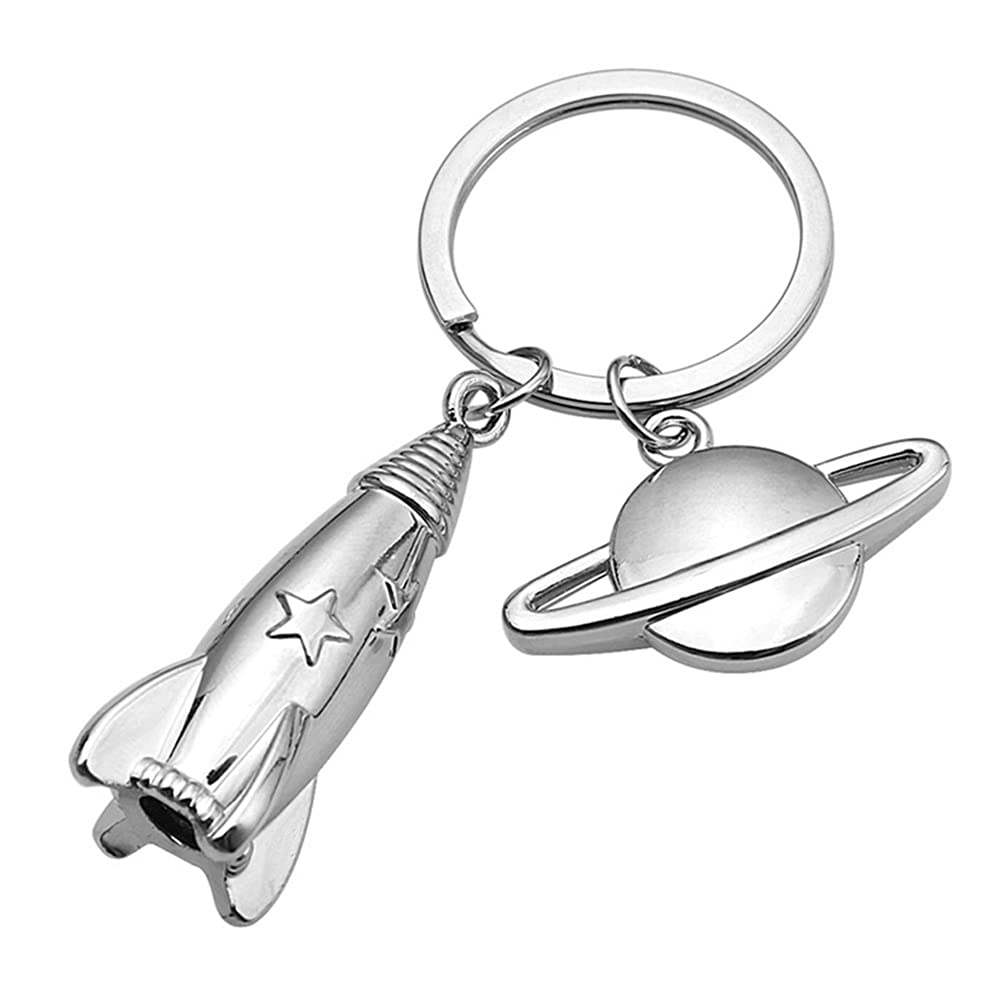 IKAAR Metal Space Keychain with Rocket Pendant for Men