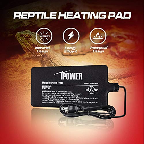 iPower 4"" x 7"" Reptile Heat Mat Under Tank Heater Terrarium Heating
