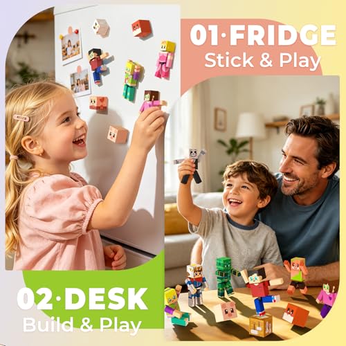 GraceDuck 40 Piezas Magnéticas con Figuras y Bloques Magnéticos, Action Figures Giratorias, Juguetes Stem Montessori para Niños, Regalo para Niños y Niñas a Partir de 3+ Años