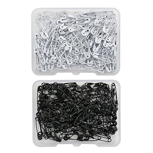 UUYYEO 2 Boxes Small Safety Pins Colorful Crafting Pins Tag Fastening Pins Clothing Sewing Pins Blanket Handicrafts Pins Jewelry Making Pins Black and White