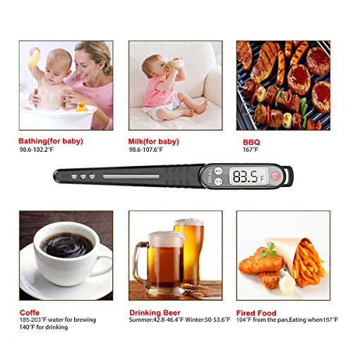 Termometro da Cucina, Termometro Cucina Digitale Professionale, Lettura Istantanea Termometro Carne con Sonda Lunga per Barbecue, Pasticceria, Latte, Cottura