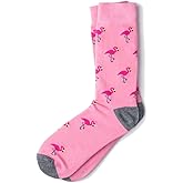 Men's Tropical Pink Flamingo Birds Novelty Crew Dress Socks (Pink)