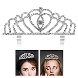 ETEREAUTY Crown Shaped Bridal Tiara with Rhinestones and Comb Headband