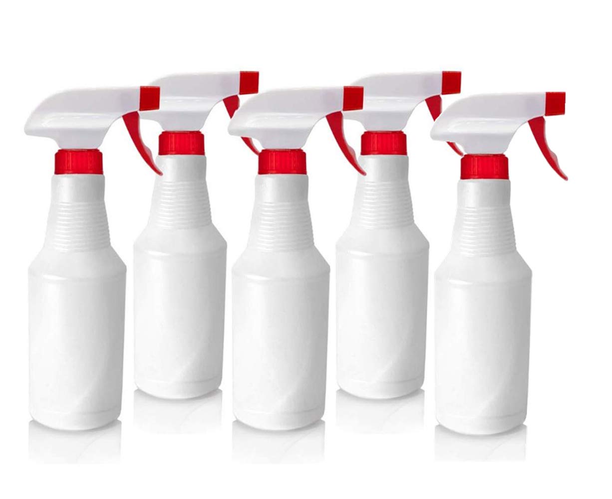 F-BBKO 16 Oz Spray Bottle - 5 Pack Adjustable Nozzle(Mist & Stream Mode), HDPE Plastic Spray Bottles for Cleaning Solution and Flower Planting Pot Gardening Watering: Industrial & Scientific