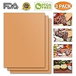 Copper Grill Mat Set of 3 Heavy Duty Gold Cooking Mat. Best for Gas, Charcoal, Electric Barbecue Grill. Non Stick Reusable BBQ Grilling Baking Mat FDA-Approved, PFOA Free Easy to Clean Dishwasher Safe