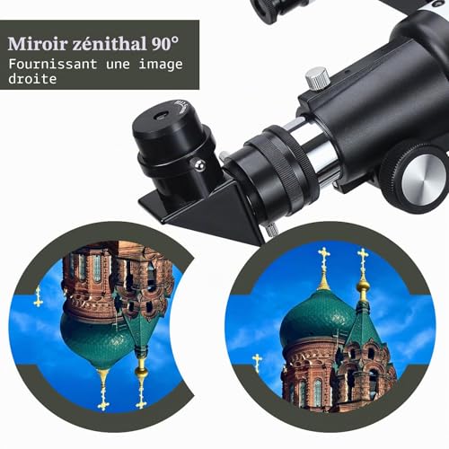 Télescope pour Adultes débutants, Ouverture 70 mm 400 mm AZ Mount Full Multi-Couches Réfracteur Optique Portable Télescope de Voyage avec trépied Adaptateur téléphone (Black)