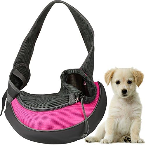 GPCTPet Puppy Carrier Sling Hands-Free Shoulder Travel Bag. Great for Walking Your Pet. Dog Cat Pet Puppy Outdoor Reversible Pouch Mesh Shoulder Carry Bag Tote Handbag Carrier- (Pink Large)