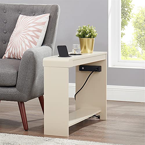 Naomi Home Jade End Table with Charging Station, USB Ports & Outlets, Narrow Side Table, Chair