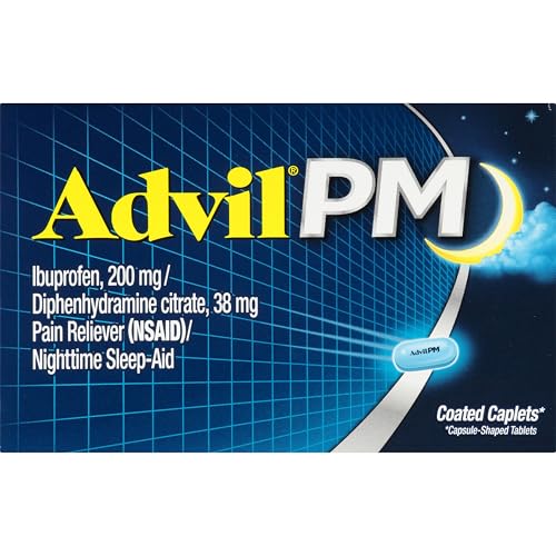 ADVIL PM PAIN RELIEVER AND NIGHTTIME SLEEP AID, PAIN MEDICINE WITH IBUPROFEN FOR PAIN RELIEF AND DIPHENHYDRAMINE CITRATE FOR A SLEEP AID – 50X2 COATED CAPLETS